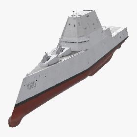 Zumwalt Class Destroyer US Stealth Ship Rigged